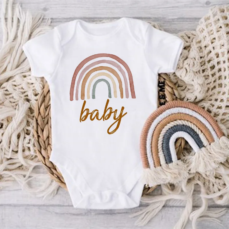 Baby Tøj Rainbow Baby Udskrive Tøj Baby Sommer Rompers Spædbarn Body Kortærmet Baby Buksetrold Buksedragt Baby, Dreng, Pige Tøj - 2