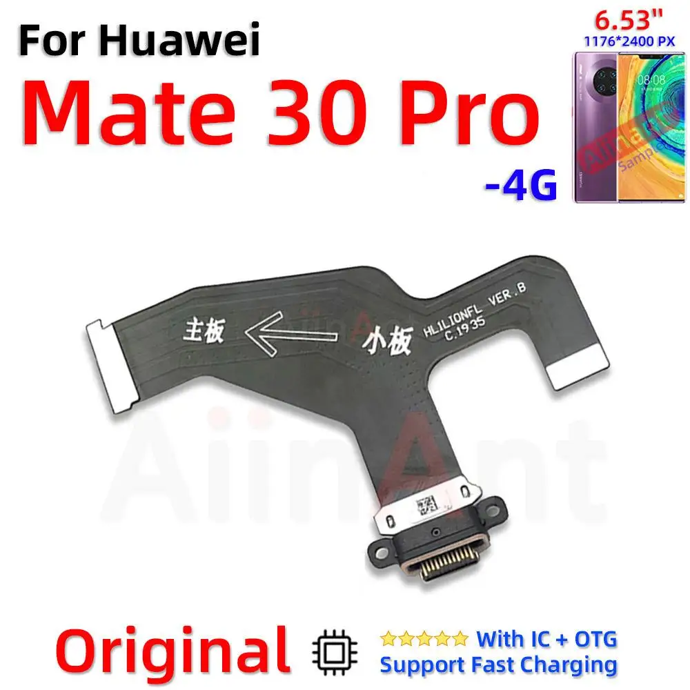 Originale USB-Oplader Dock-Stik Port til Opladning Board Flex-Kabel For Huawei Mate 20X 20 30 40 40DET Lite Pro RS Sim Telefon, Dele - 3
