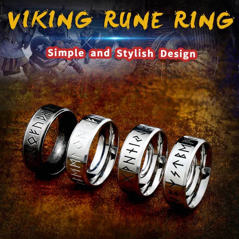 BEIER Bredde 8mm Mode Viking Rune Ring Simpel Bryllup Smykker til manden kvinder Elsker gave Retro Stil Dropshipping BR-R105 - 0