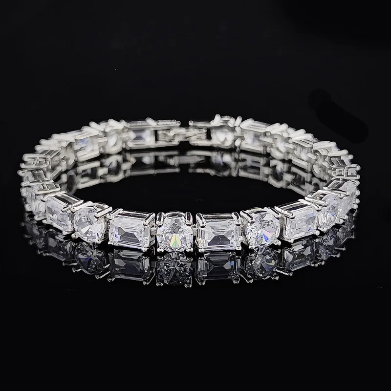 Værdifulde Smaragd Cut Lab Diamant Armbånd Armbånd med 14K Gold Engagement Bryllup Armbånd Til Kvinder, Brude fødselsdagsfest Smykker - 2
