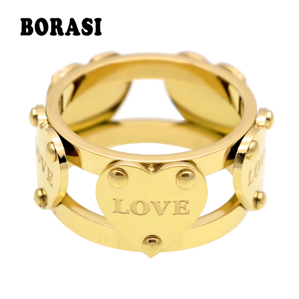 Hot Sale Mode Luksus Berømte Mærke Love Ring Nye Kvindelige Ringe Guld Farve Fem Fersken Hjerte Ring For Kvinder Anillo Fine Smykker - 0