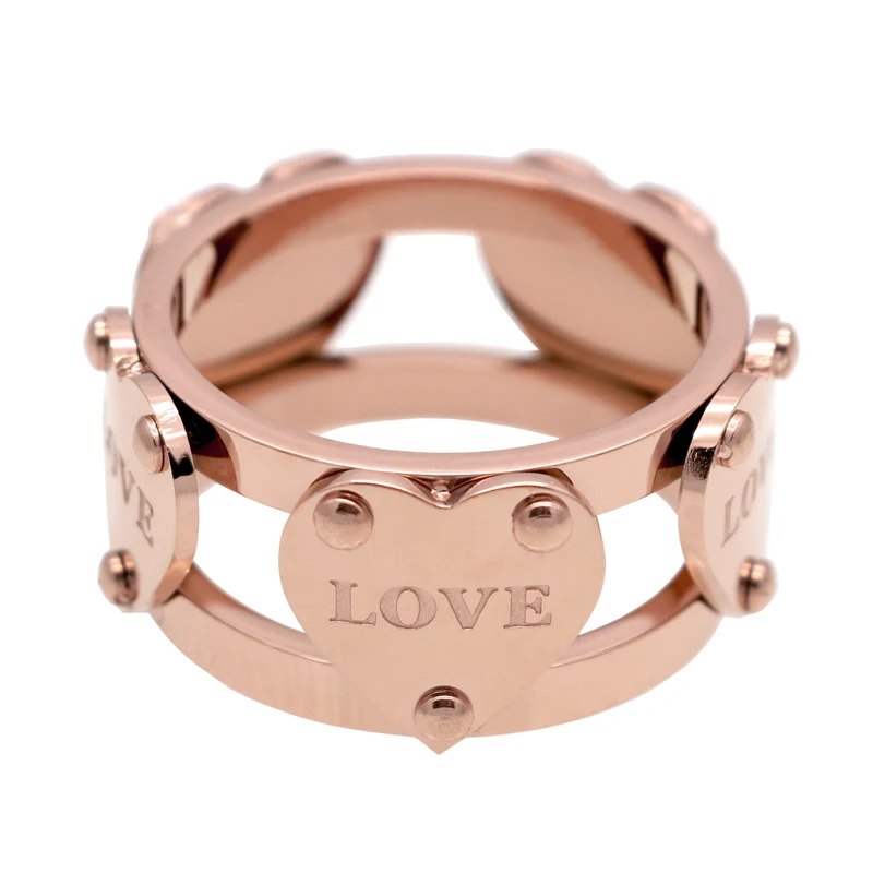 Hot Sale Mode Luksus Berømte Mærke Love Ring Nye Kvindelige Ringe Guld Farve Fem Fersken Hjerte Ring For Kvinder Anillo Fine Smykker - 1