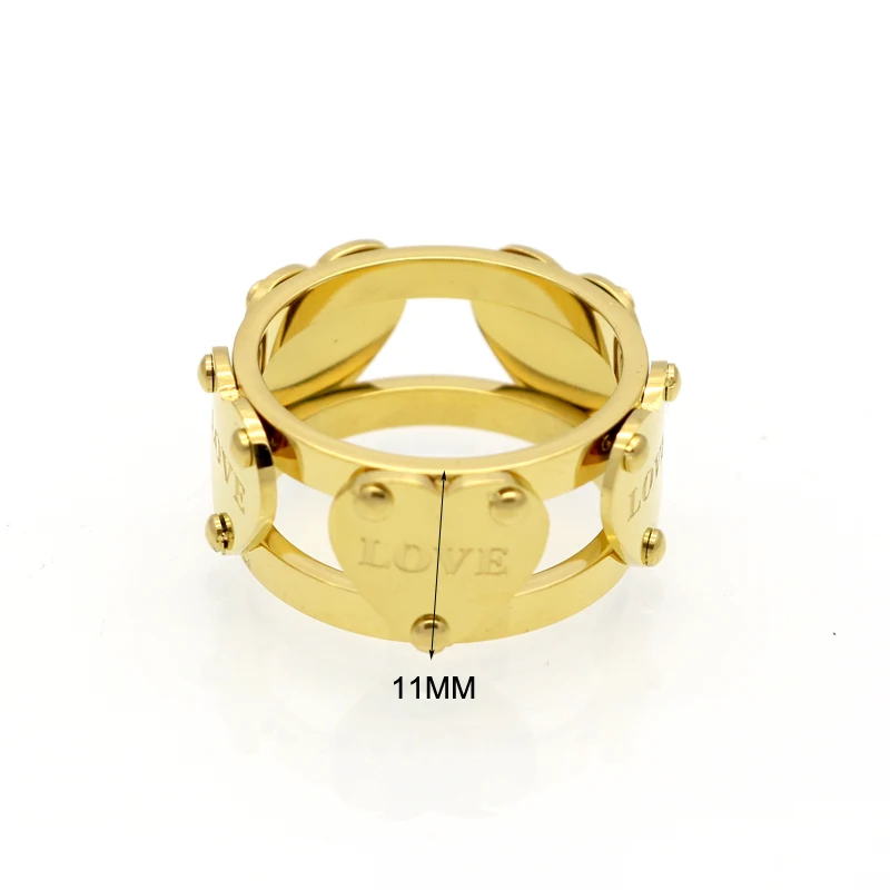 Hot Sale Mode Luksus Berømte Mærke Love Ring Nye Kvindelige Ringe Guld Farve Fem Fersken Hjerte Ring For Kvinder Anillo Fine Smykker - 2