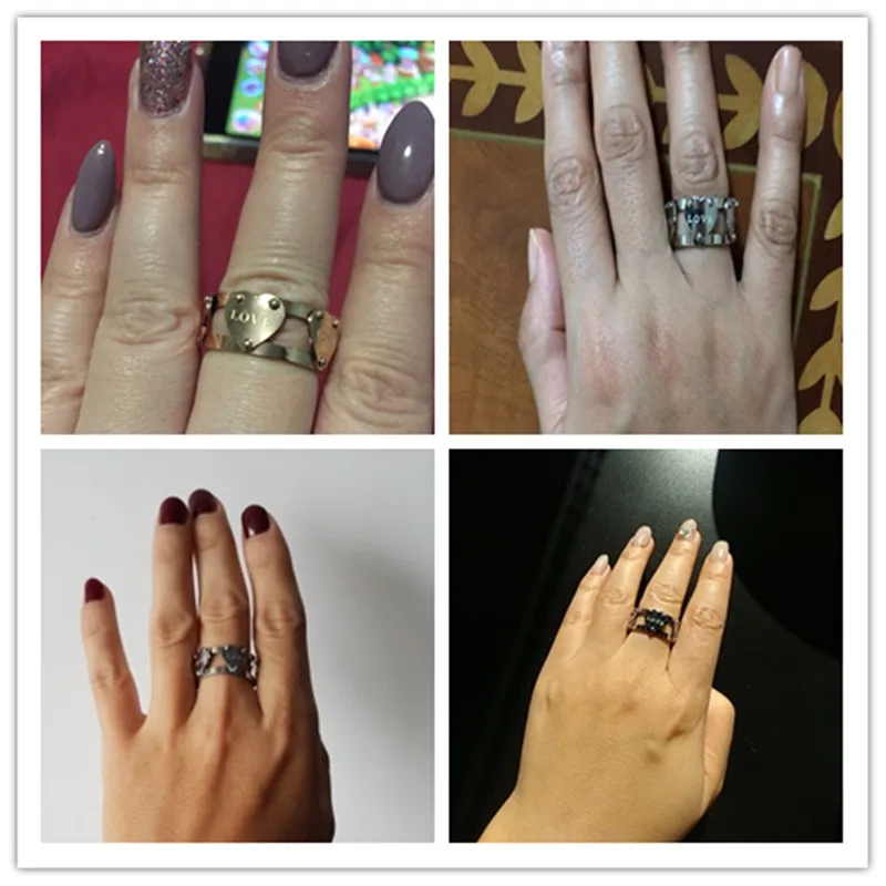 Hot Sale Mode Luksus Berømte Mærke Love Ring Nye Kvindelige Ringe Guld Farve Fem Fersken Hjerte Ring For Kvinder Anillo Fine Smykker - 3