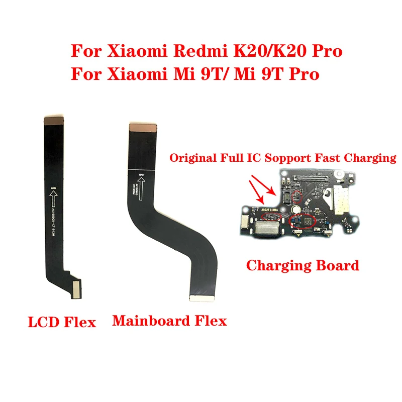 Originale USB-Opladning Port Dock SIM-Kort Slot Stik Bundkort LCD-Flex-Kabel For Redmi K20/ K20 Pro Xiaomi Mi 9T Pro - 0