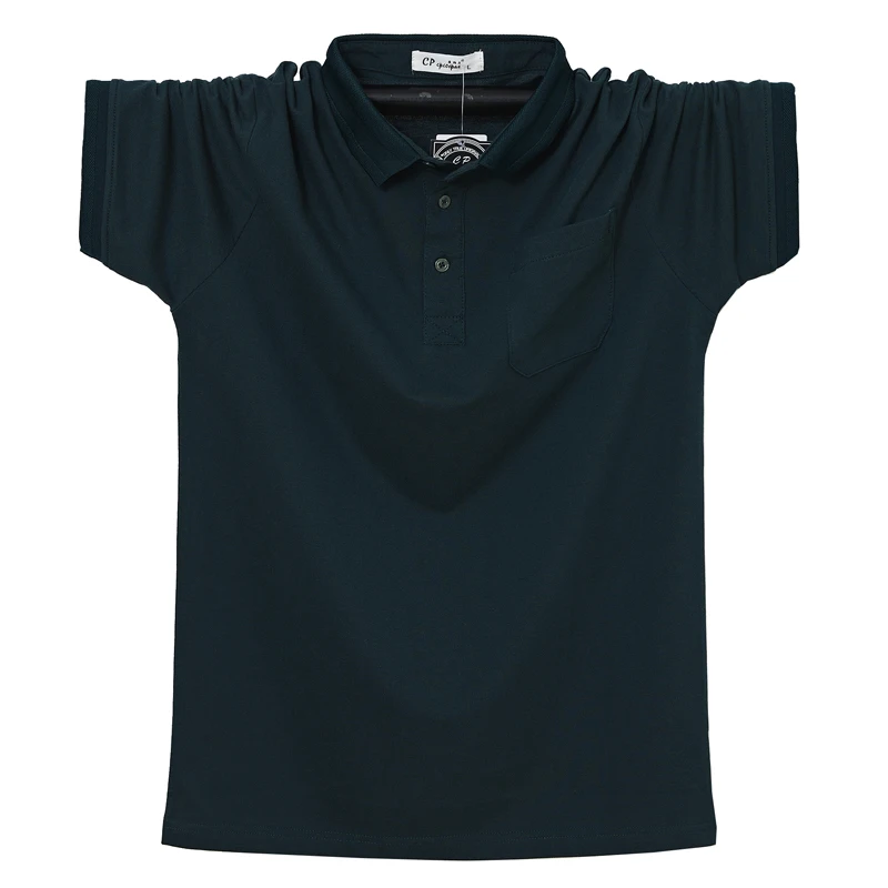 Mænd Polo Shirt Sommer Herre Lomme Solid Polo Shirts Bomuld Skjorte 6XL Plus Size Casual Åndbar for Mænd Udendørs Beklædning Tops Tees - 1