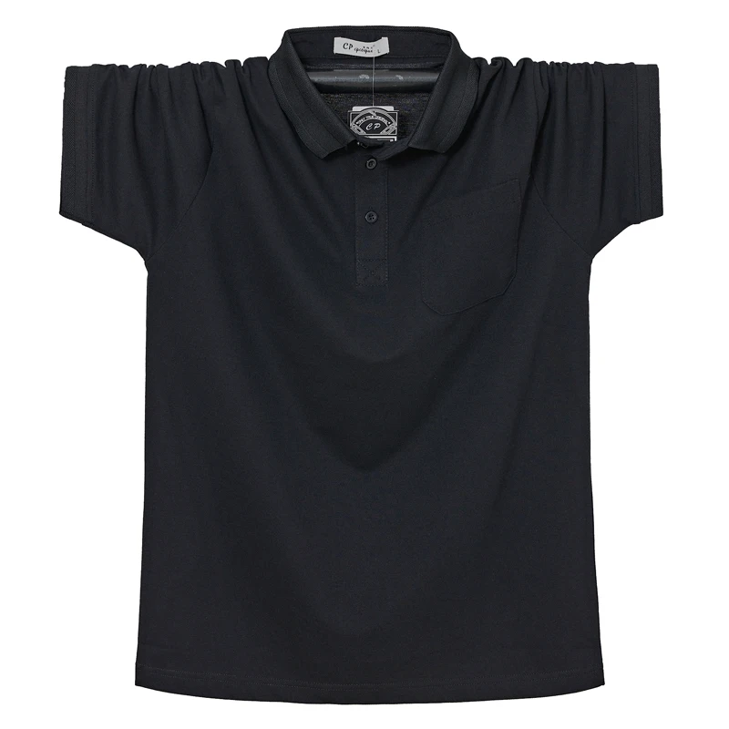 Mænd Polo Shirt Sommer Herre Lomme Solid Polo Shirts Bomuld Skjorte 6XL Plus Size Casual Åndbar for Mænd Udendørs Beklædning Tops Tees - 3