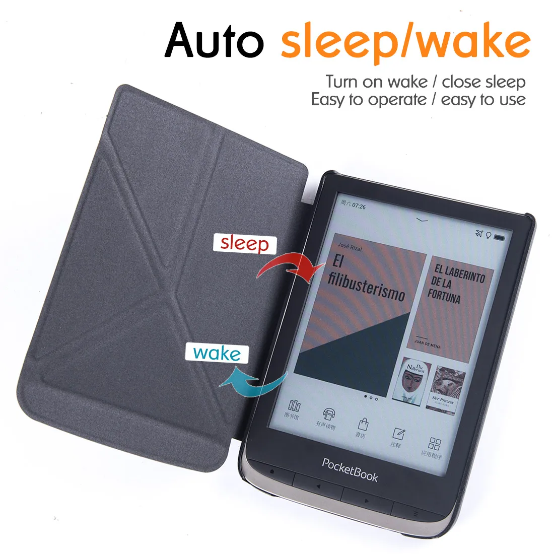 Tilfældet for Vivlio Touch HD Plus/Vivlio Touch-Lux 5/Vivlio Farve e-Reader - Origami Stående Beskyttende Cover med Auto Sleep/Wake - 1