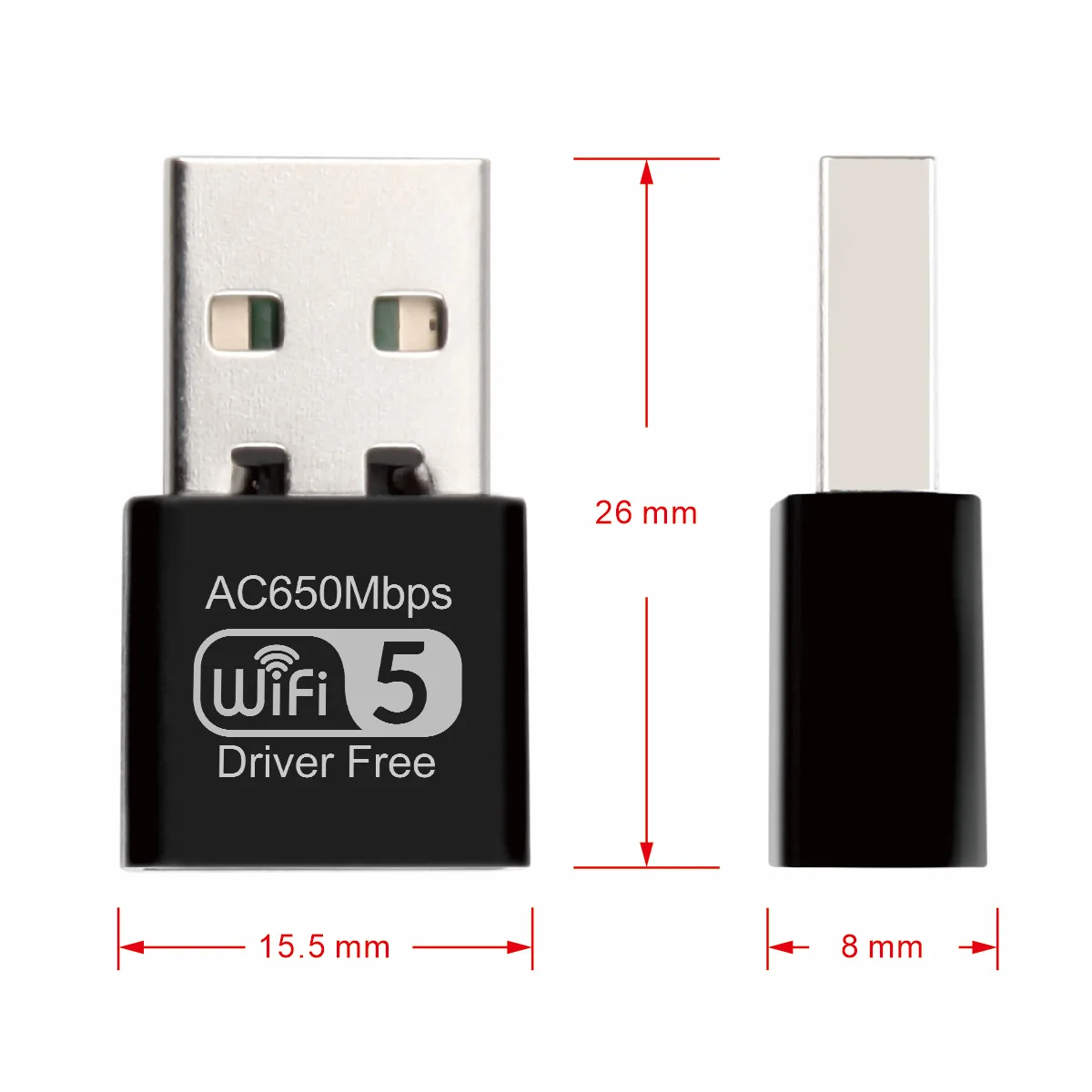 650Mbps USB WiFi netkort Dual Band-2,4 G 5GHz 5 Gratis WiFi Dongle Driver den Trådløse Modtager Adapter Til PC Desktop, Laptop - 5