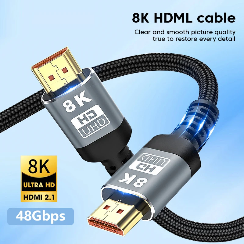 HDMI-8K Kabel-8K/60Hz 4K/120Hz UHD HDR 48 gbps HDMI Adapter Kabel 5M for enheder, store bærbare high-definition TV, projektorer - 0