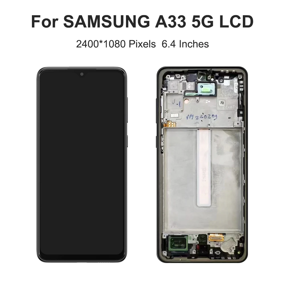 A33 5G LCD-Skærm Amoled For Samsung Galaxy A33 5G A336B A336U LCD-Skærm Touch screen Digitalisere Montering Udskiftning Med ramme - 1