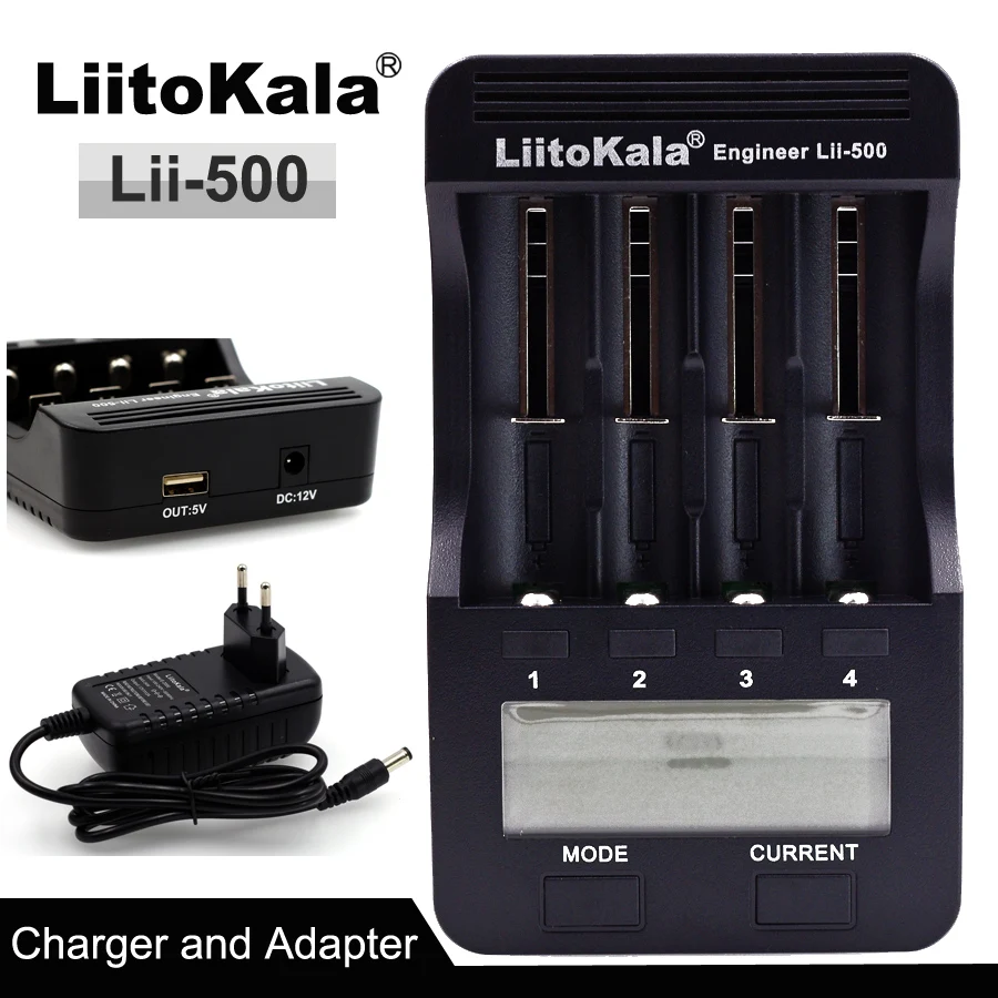 LiitoKala lii500 LCD-Oplader til 3,7 V 18650 26650 18500 18640 Cylindrisk Lithium Batterier 1,2 V AA AAA NiMH Batteri Oplader - 1