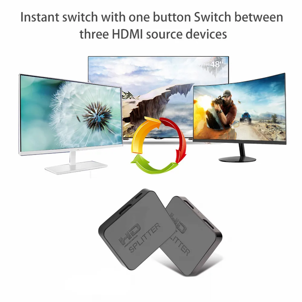 1 × 2 HDMI-kompatibel Switch 1 i 2 Out Video Distributør HDMI-kompatibel Splitter Dual Display for HDTV-Box PC Skærm, Projektor - 3