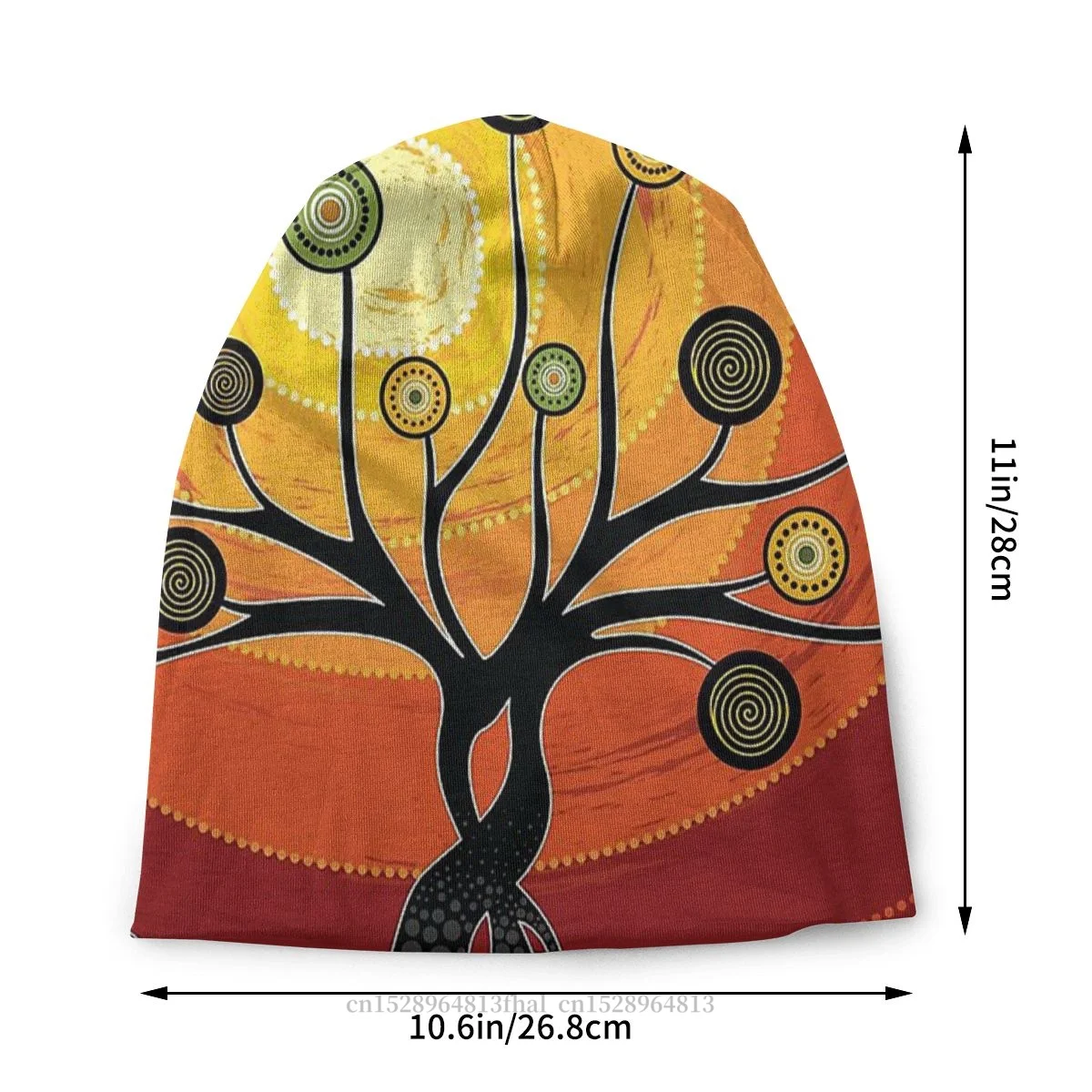 Australsk Aboriginal Kunst, Mode Hatte Varm Orange Bonnet Høj Kvalitet Skullies Beanies Caps - 1