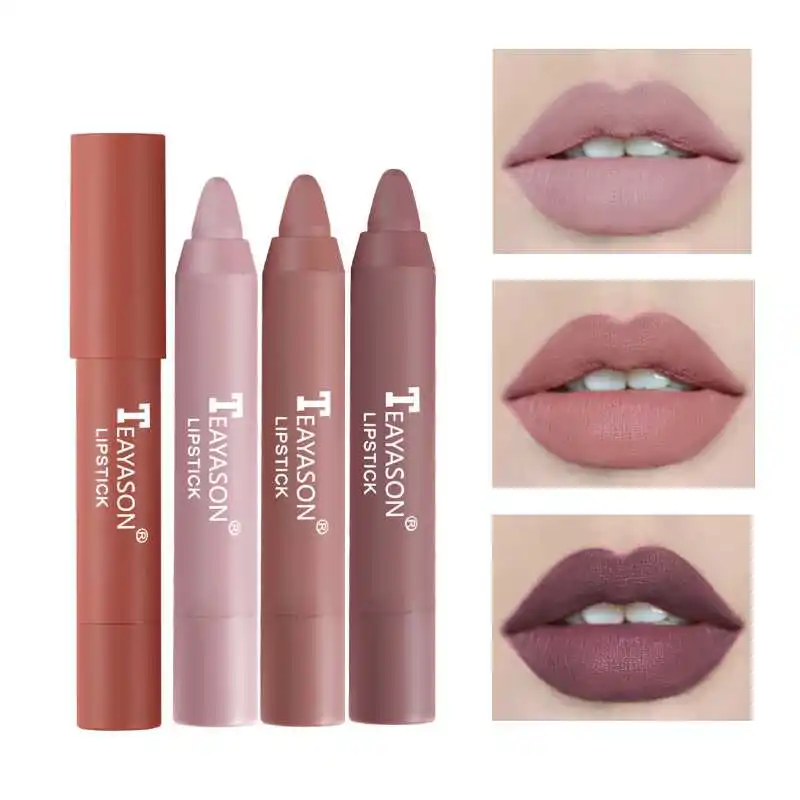 12 Farve Mat Læbestift Pen Nude Pink Mat Solid Lip Gloss Vandtæt Langtidsholdbar Læbestift Blyant Lip Liner Pen Læbe Makeup - 0