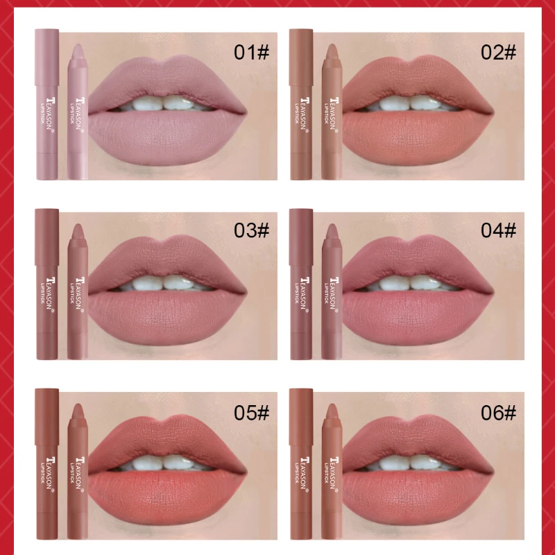 12 Farve Mat Læbestift Pen Nude Pink Mat Solid Lip Gloss Vandtæt Langtidsholdbar Læbestift Blyant Lip Liner Pen Læbe Makeup - 4