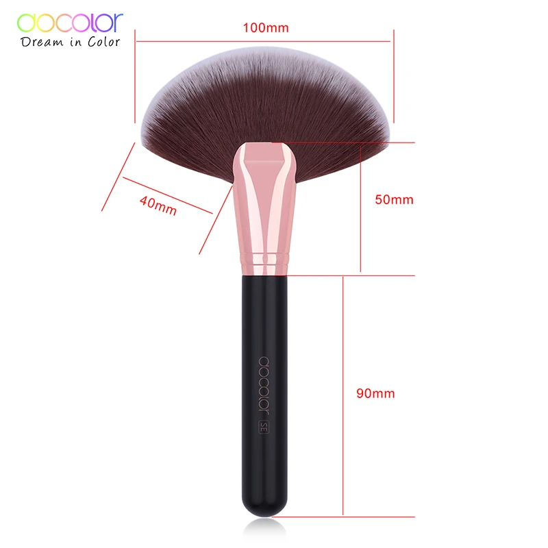 Docolor 1stk Bløde Stor Fan Makeup Brush Foundation Blusher Pulver Highlighter Pulver Pensler til Kosmetisk Professionelle Kvinder - 2