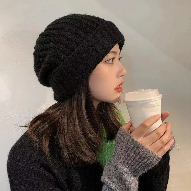 Vinter Strikkede Hat til Kvinder, Mænd ensfarvet Cap Beanie koreanske Varm Uld Par Caps Elastisk Hæklet Skullies Bonnet Gorras 모자 - 1