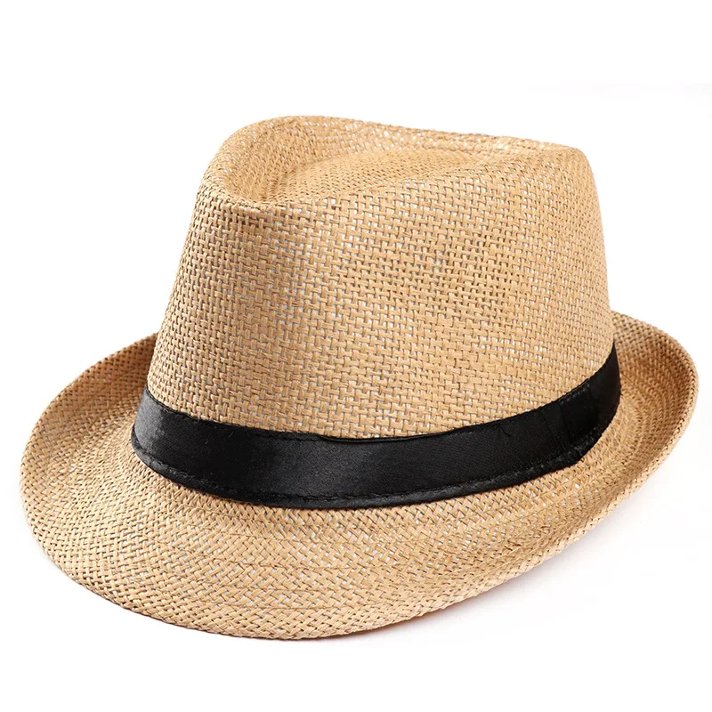 Kvinder Mænd Sommeren Trendy Strand Solen Halm Panama Jazz Hat kvindelige Cowboy Fedora hatte Gangster Cap chapeau Børn dreng hat solhat - 0
