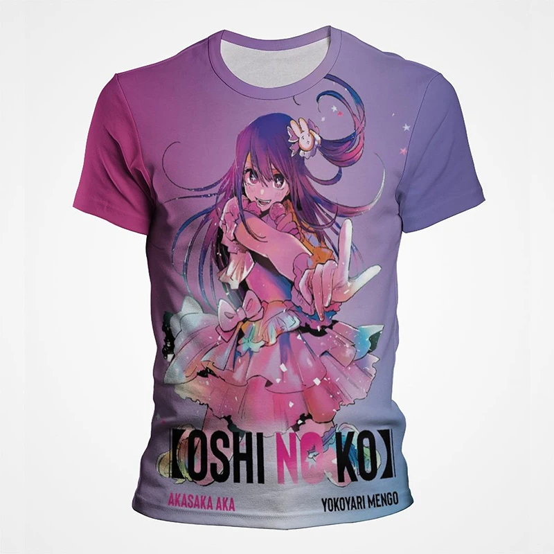 Anime Oshi Ingen Ko T-Shirt til Mænd 3D Printet Casual y2k Tops Tees Harajuku Mode Dame Tøj Funny Kids Kawaii Korte Ærmer - 2
