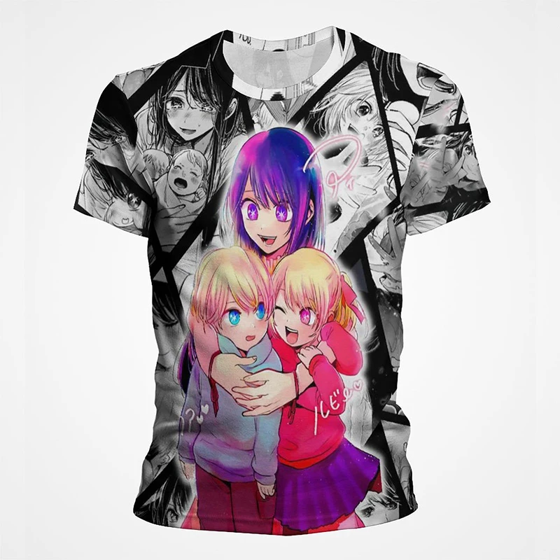 Anime Oshi Ingen Ko T-Shirt til Mænd 3D Printet Casual y2k Tops Tees Harajuku Mode Dame Tøj Funny Kids Kawaii Korte Ærmer - 3