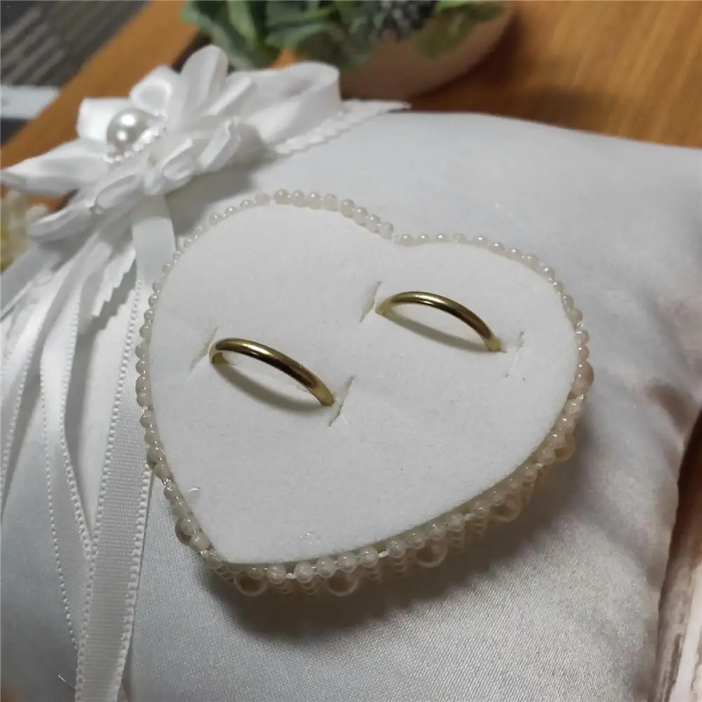 20cm Europæiske Romantiske Brude Wedding Ring Indehaveren Pude Hjertet Bånd, Håndlavet Pude Indretning For Bryllup Ceremoni Uden Ringe - 1