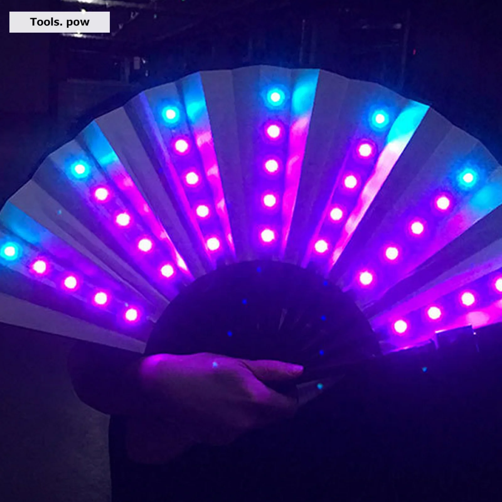Kinesisk Stil Folde Blæser med LED Lys, og Fjernbetjeningen Farverige Kinesiske håndholdt Folde Fan til Fest/Dans LED Papir Fan - 1