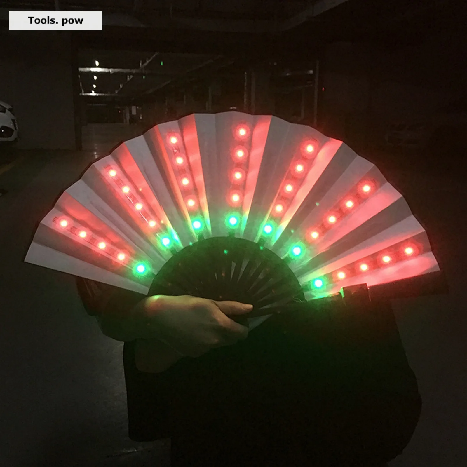 Kinesisk Stil Folde Blæser med LED Lys, og Fjernbetjeningen Farverige Kinesiske håndholdt Folde Fan til Fest/Dans LED Papir Fan - 2