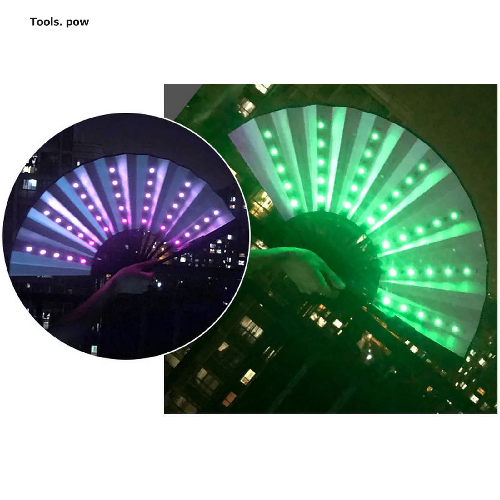 Kinesisk Stil Folde Blæser med LED Lys, og Fjernbetjeningen Farverige Kinesiske håndholdt Folde Fan til Fest/Dans LED Papir Fan - 4