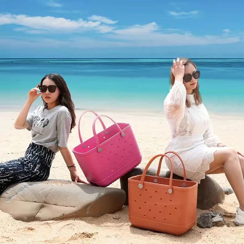Stor Kapacitet Kvinder EVA Bløde Kurv Mode skuldertaske til Ladies Beach Ferie Shopping Bruge Vandtæt Afslappet Håndtaske - 1