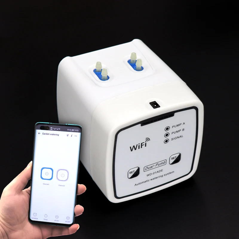 Ny Dobbelt Pumpe Have Wifi Kontrol Enhed Automatisk Vanding Vand drypvanding Vanding System Kit WIFI Mobile APP Control - 1