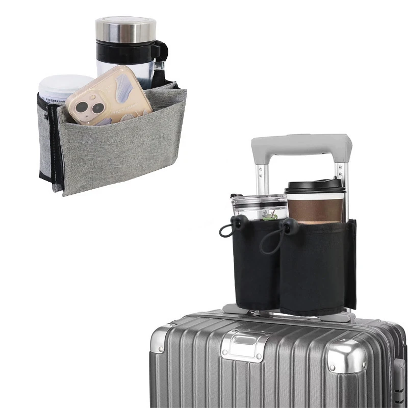 Bagage Rejse kopholder Bærbare Drink Caddie Taske Holde To kaffekrus Roll på Kuffertens Håndtag Rejsende Tilbehør Mænd Kvinder - 5