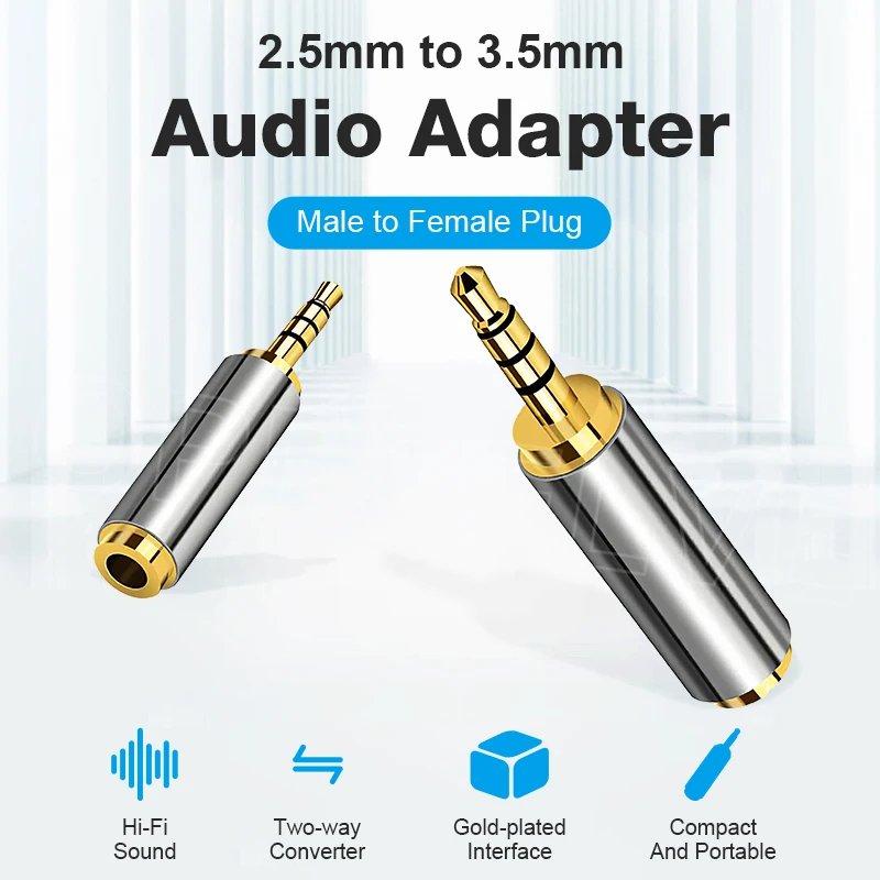 Jack 3,5 mm til 2,5 mm Audio Adapter 2,5 mm Male 3,5 mm Female Stik til Aux Speaker Cable Hovedtelefon Jack 3,5 Micphone - 1