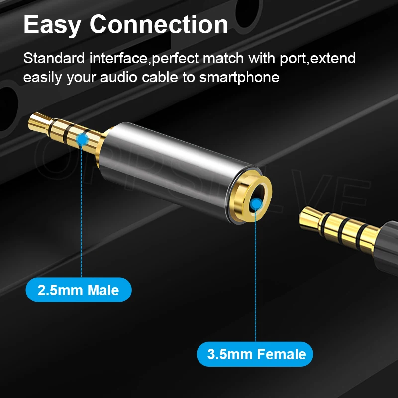 Jack 3,5 mm til 2,5 mm Audio Adapter 2,5 mm Male 3,5 mm Female Stik til Aux Speaker Cable Hovedtelefon Jack 3,5 Micphone - 2