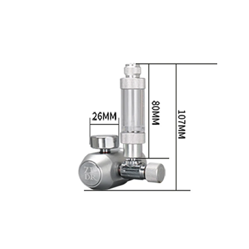 Akvarium CO2-regulator, akvarium aluminium legering enkelt trykmåler regulator, vandplanter CO2-udstyr-tilbehør - 3