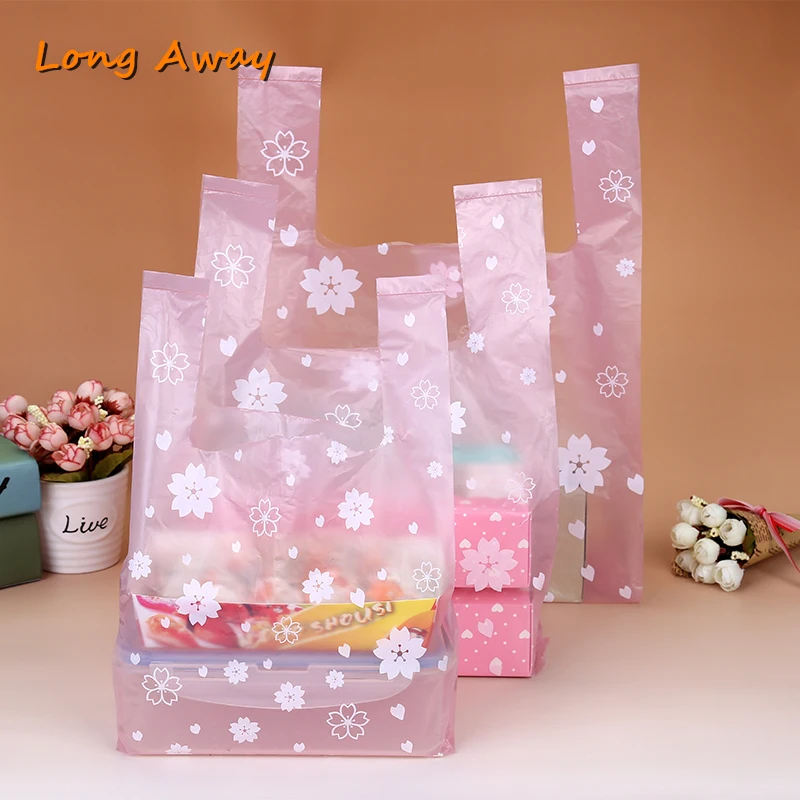 100 Stk Sakura Cherry Blomst Disponibel Vest Opbevaring Af Fødevarer Seal Bag Saver Wrap Plastikposer Holde Sig Frisk Op Med Hjem - 4