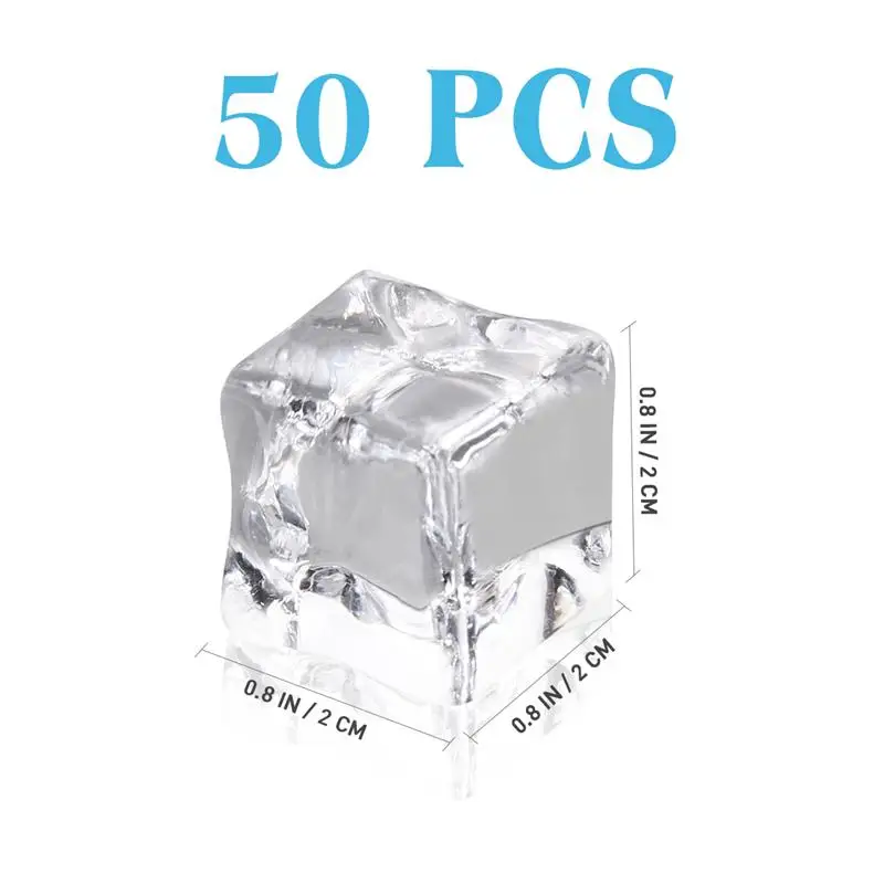 50stk 20mm Cube Kvadratisk Form Glas Glans isterninger Falske Kunstige Akryl isterninger krystalklart Fotografering Rekvisitter Indretning - 5