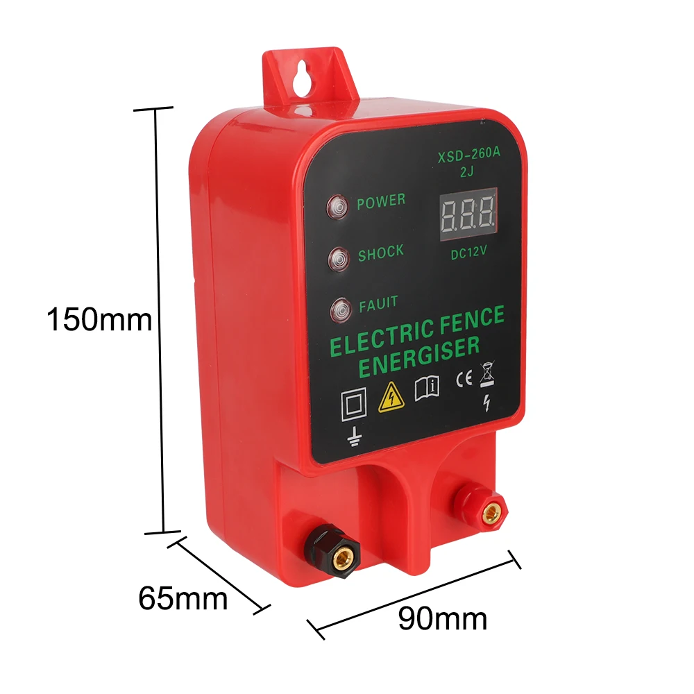 Høj decibel Alarm Spænding Display Vandtæt Elektrisk Hegn Energizer Husdyr Høj spændingspuls Controller LCD-10 km - 5