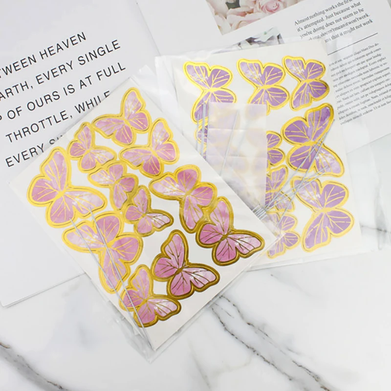 10stk Stempling af Guld-Pink Butterfly Kage Toppers Prinsesse Pige Bryllup Happy Birthday Party Indretning Dessert Kage Udsmykning Butterfly - 5