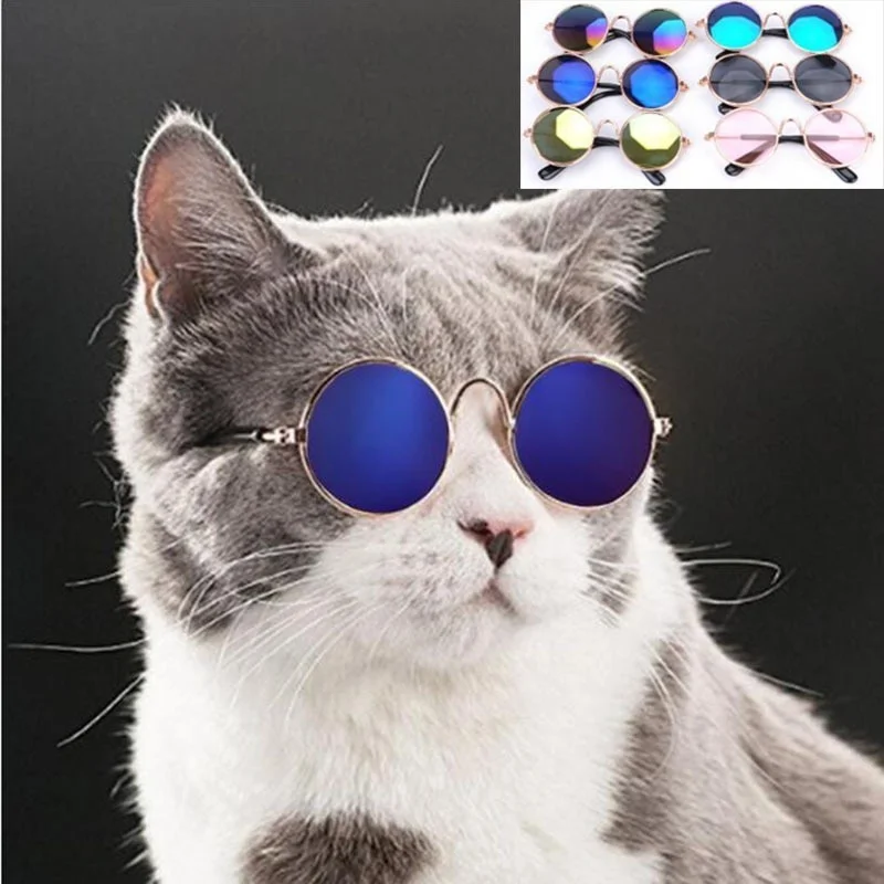 Pet Produkter Dejlig Vintage Runde Kat Solbriller Refleksion Øje bære briller For Lille Hund, Kat, Kæledyr Fotos Rekvisitter, Tilbehør - 1