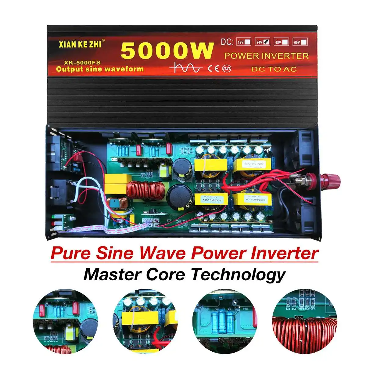 Inverter 2000W 3000W 4000W 5000W 12V 24V Til 220V Ac Pure Sine Wave Spænding Konverter Power Bil Micro Inverter+LED-Skærm - 3