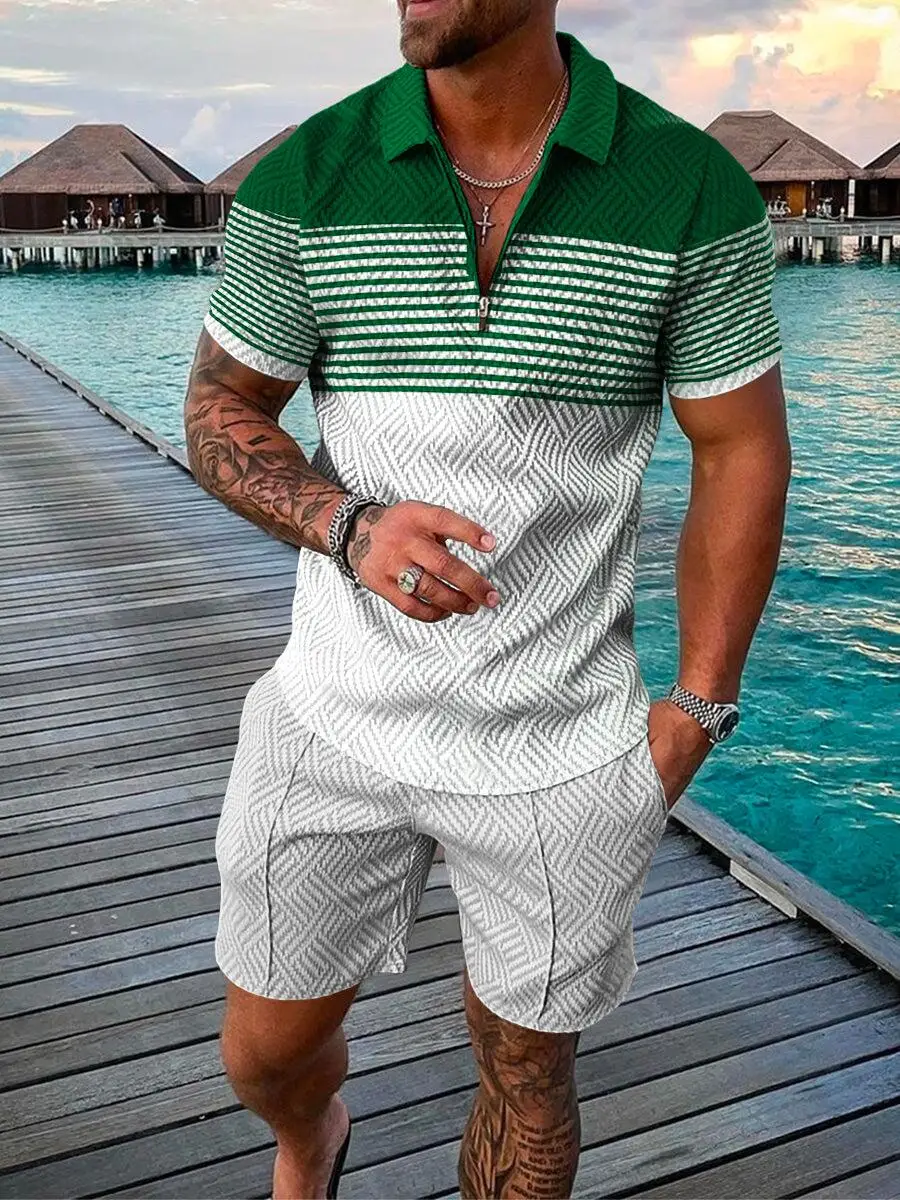 Mænd er Sommer Fornemme Tøj Casual Fashion Polo Shirt Sæt Business Stil Tøj Golf Vintage Træningsdragt Overdimensionerede Sportstøj - 0