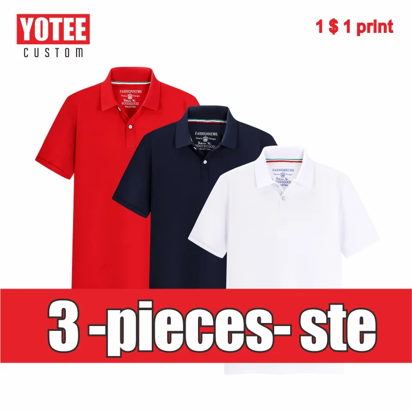 YOTEE Nye Sommer Enkel ensfarvet Polo Shirt 3 stk Sælges samlet Til en Lavere Pris Tendens Kort-Langærmet Top Revers - 0
