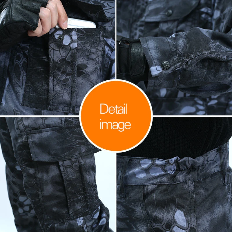 Militære mænd er blød sportstøj udendørs camouflage tøj black python mønster slidstærkt arbejdstøj arbejdskraft, der passer - 2