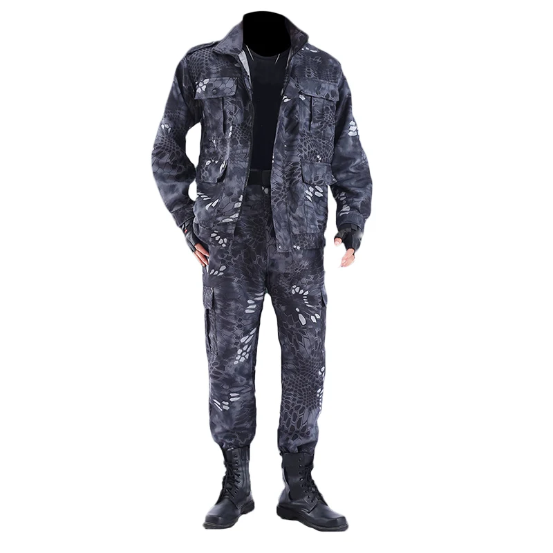 Militære mænd er blød sportstøj udendørs camouflage tøj black python mønster slidstærkt arbejdstøj arbejdskraft, der passer - 4