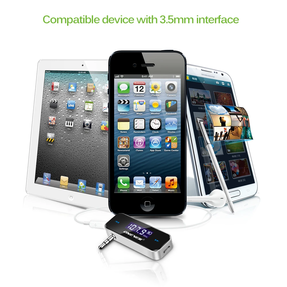 TiOODRE Trådløse Mini-FM-Senderen 3,5 mm I-bil bil Musik Lyd MP3-Afspiller Transmitter til iPhone 4 5 6 6S Plus Samsung iPad - 2