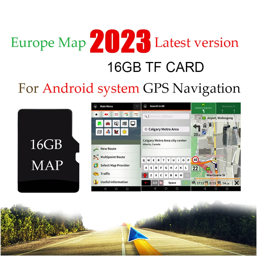 Til Android-System Bil Auto GPS Navigation 16GB Micro SD Kort Kort over Europa til Frankrig,Italien, Norge,Polen, Rusland,Spanien osv. - 0