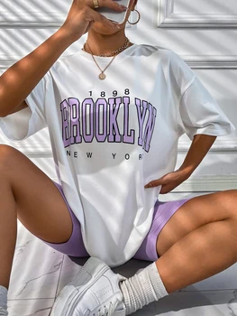 Årgang 1898 Brooklyn New York Dame T-Shirts Amerikanske Korte Ærmer Alle-matematik Casual Tøj Oversize Street Kvinde Toppe